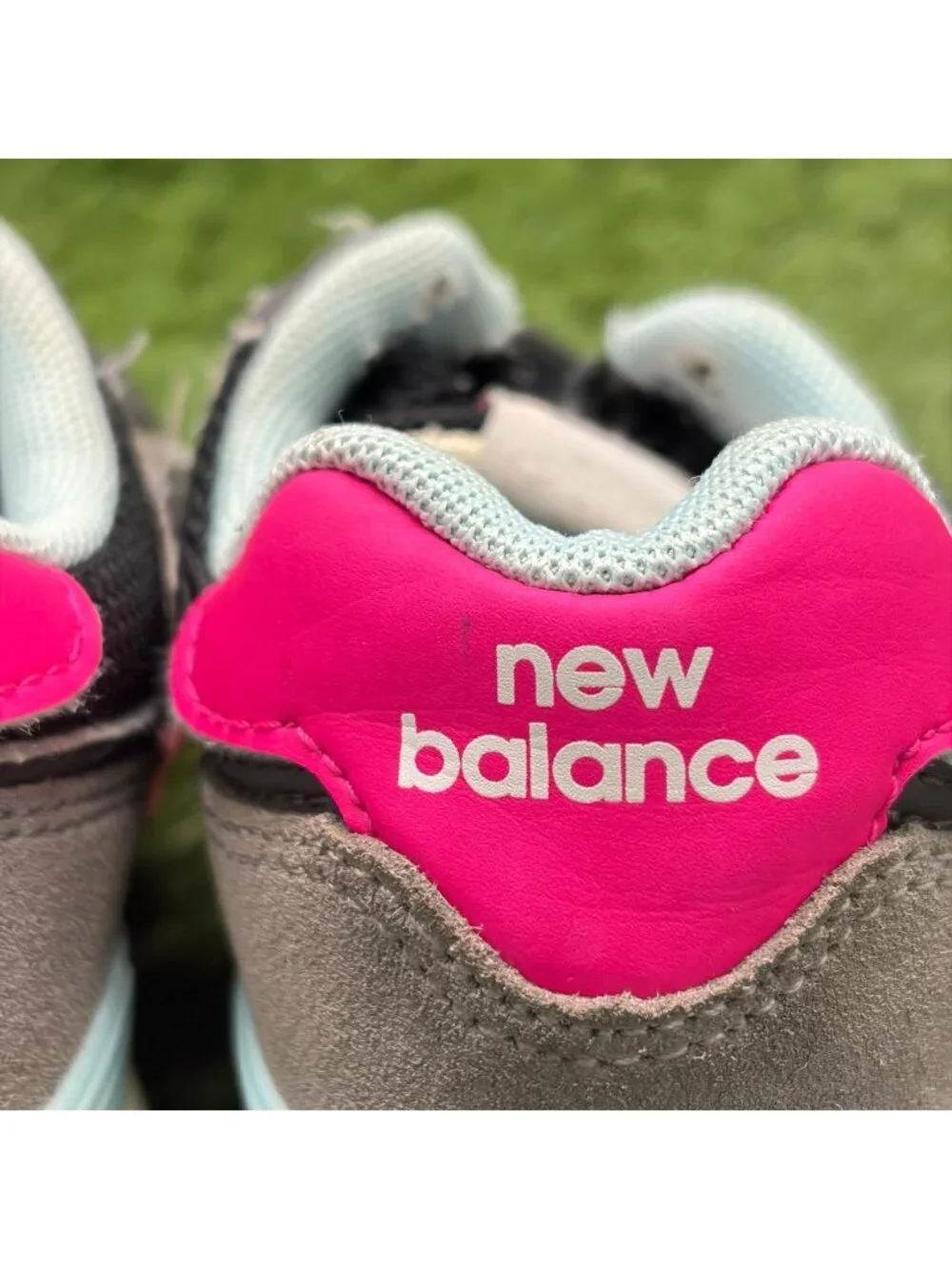 New Balance 574 Girls Size 11C Black Pink Blue Athletic Running Shoes Sneakers